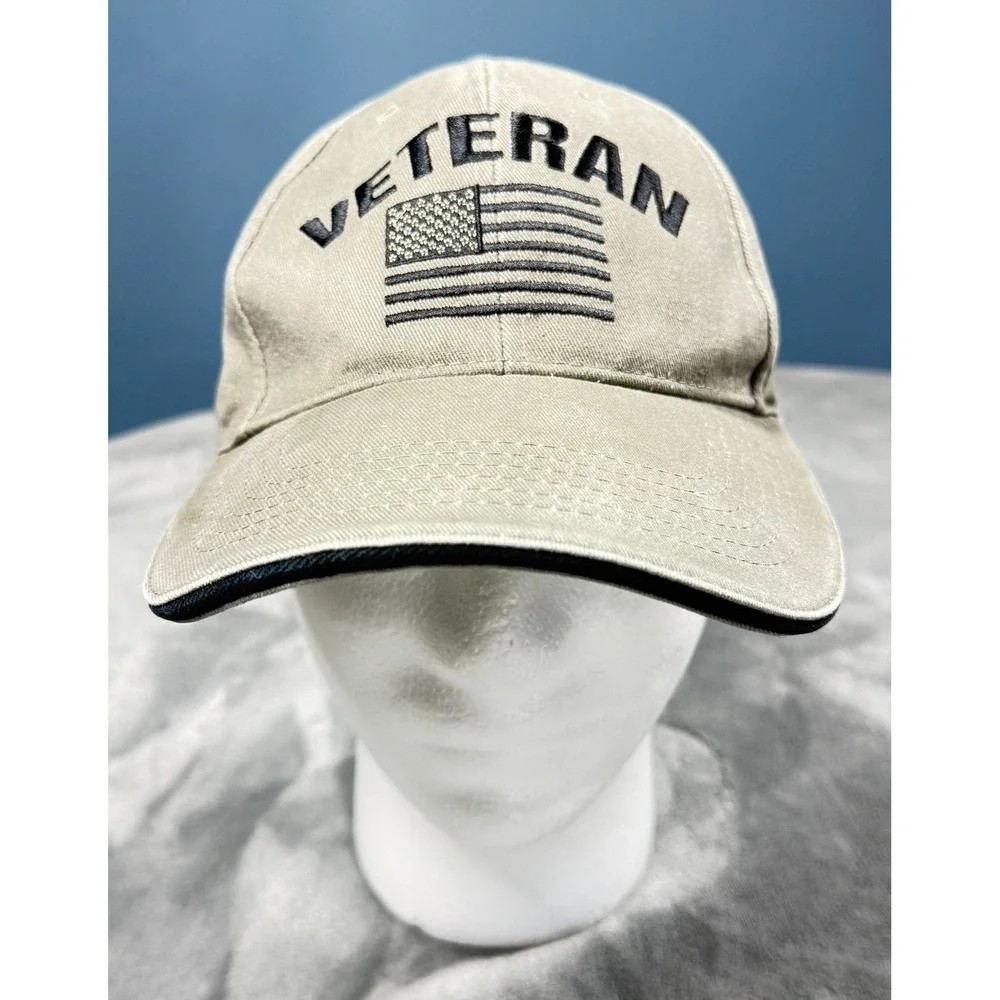 Rothco Veteran Hat Mens Adjustable Khaki American Flag BAE Systems